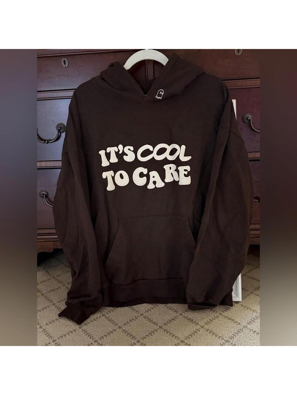 Lonely Ghost Cool to Care Brown hoodie sweatshirt L